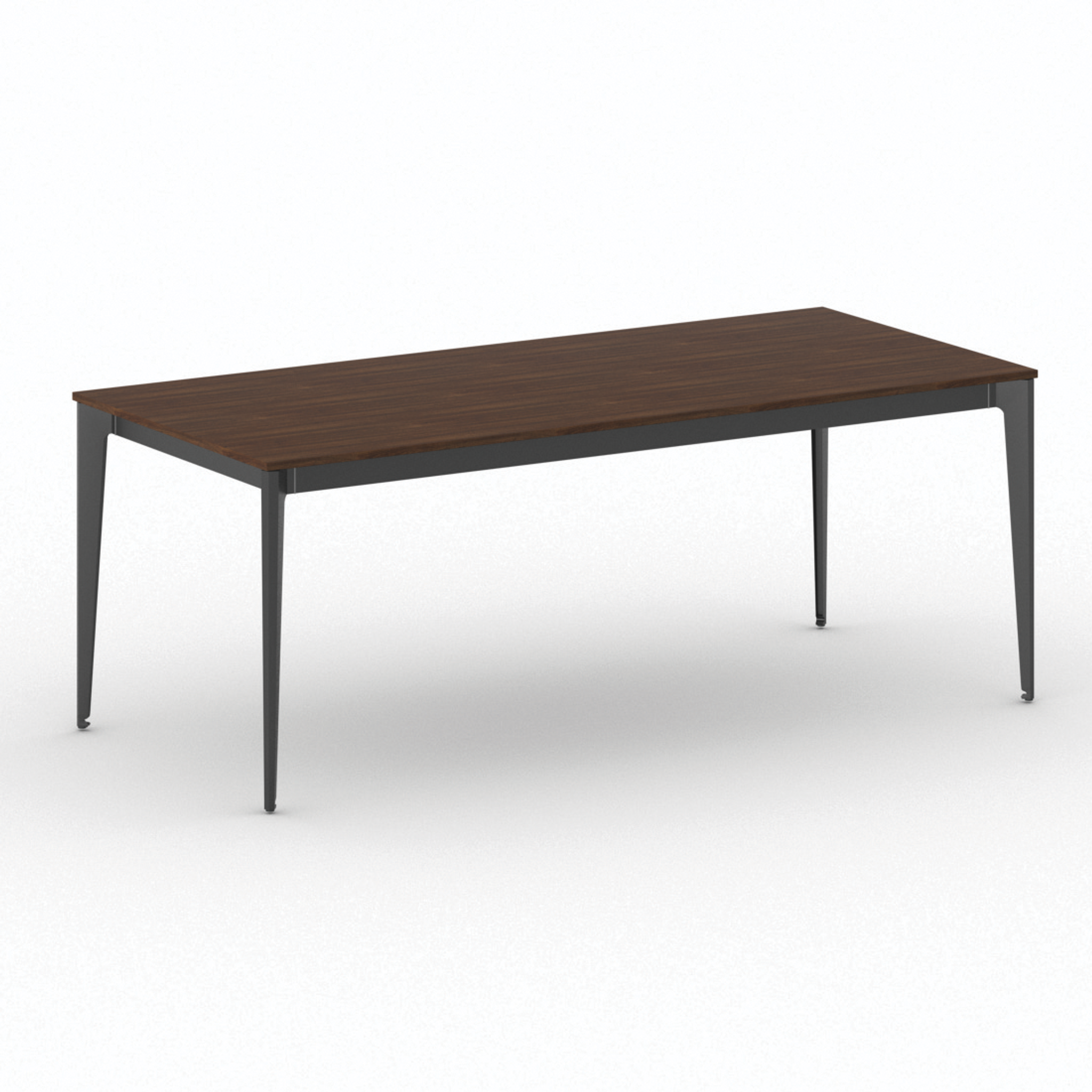 Bürotisch PRIMO ACTION 200x90 cm, schwarzes Metallgestell, Nussbaum