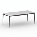 Bürotisch PRIMO ACTION 200x90 cm, schwarzes Metallgestell, weiß
