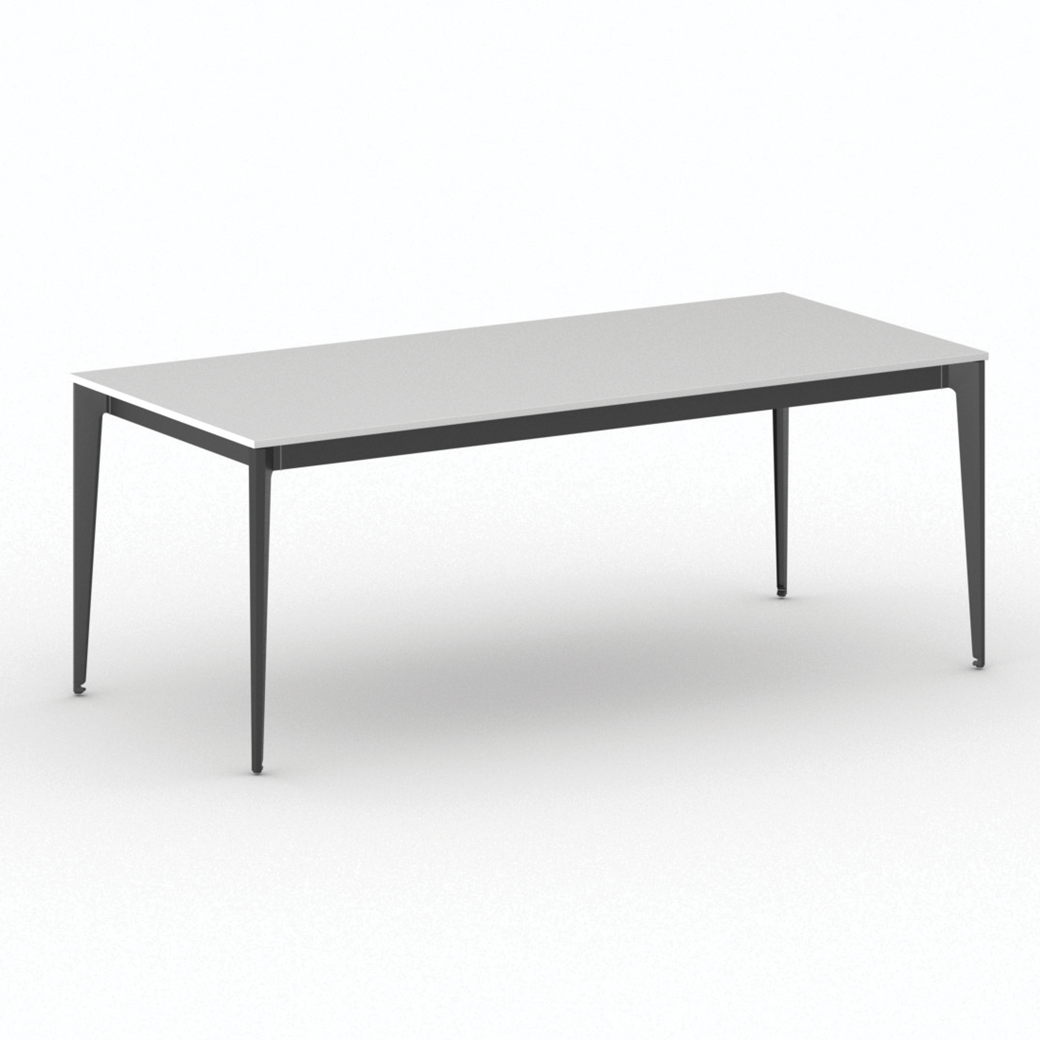 Bürotisch PRIMO ACTION 200x90 cm, schwarzes Metallgestell, weiß