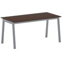Bürotisch PRIMO BASIC, 160x80 cm, graues Metallgestell, Nussbaum