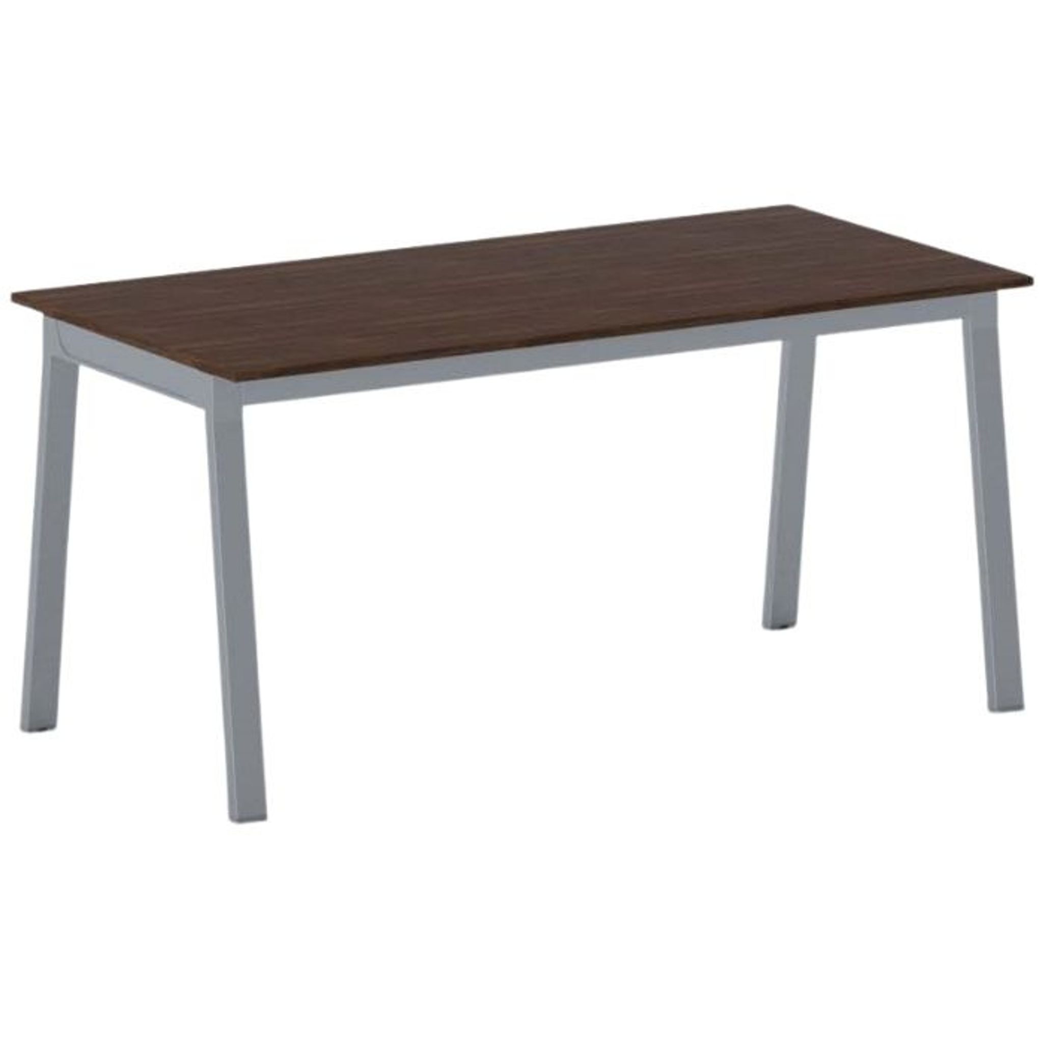 Bürotisch PRIMO BASIC, 160x80 cm, graues Metallgestell, Nussbaum