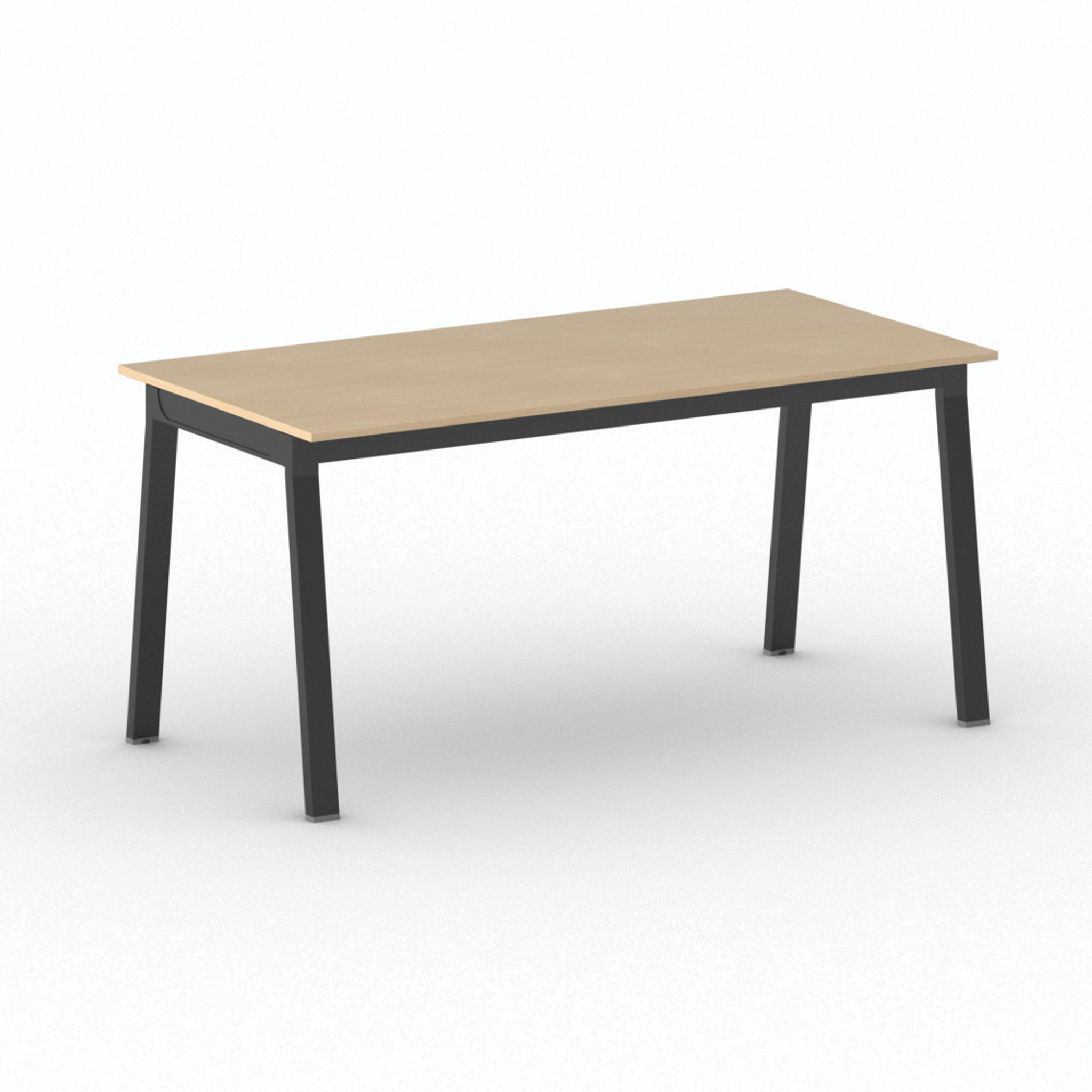 Bürotisch PRIMO BASIC, 160x80 cm, schwarzes Metallgestell, Buche