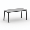 Bürotisch PRIMO BASIC, 160x80 cm, schwarzes Metallgestell, grau