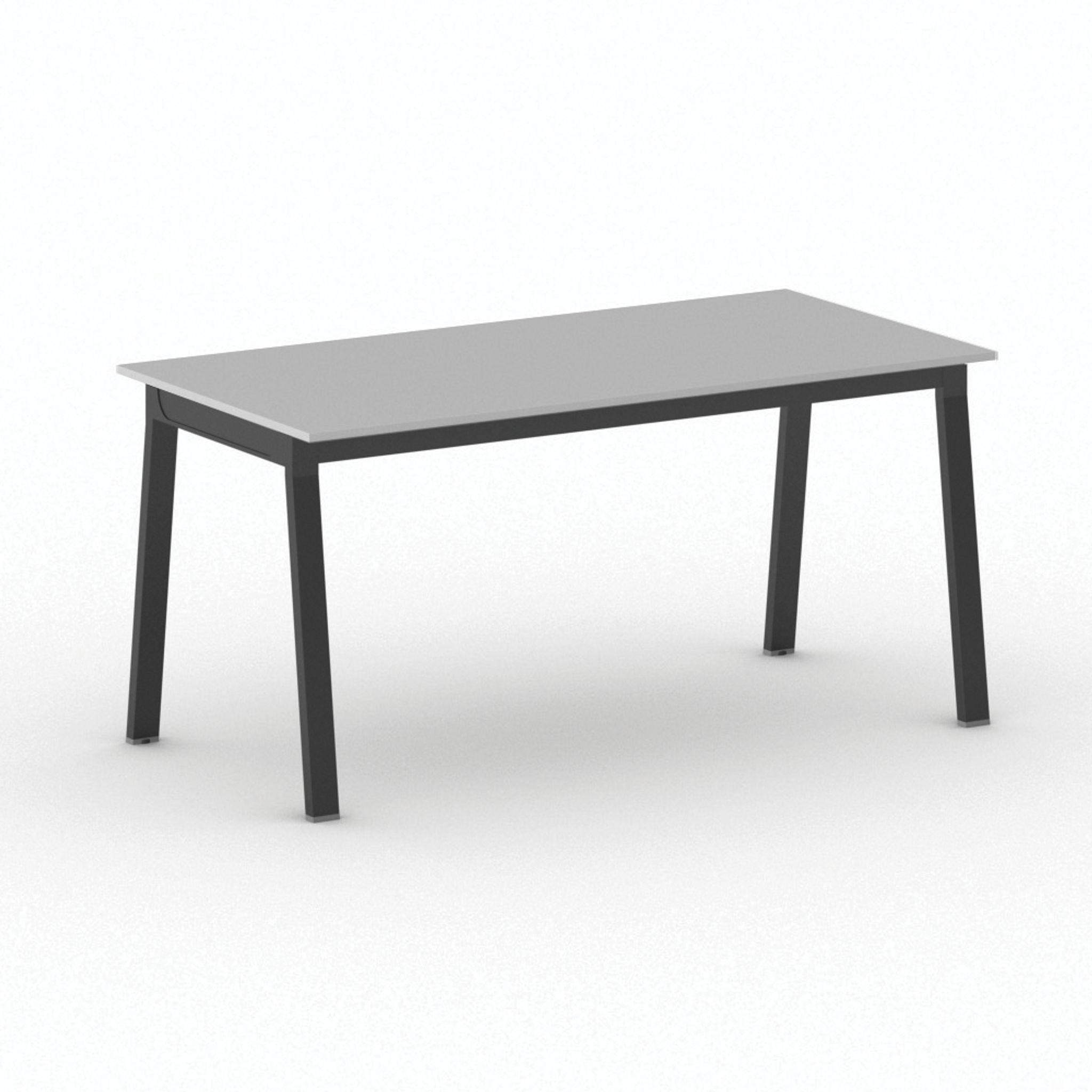 Bürotisch PRIMO BASIC, 160x80 cm, schwarzes Metallgestell, grau