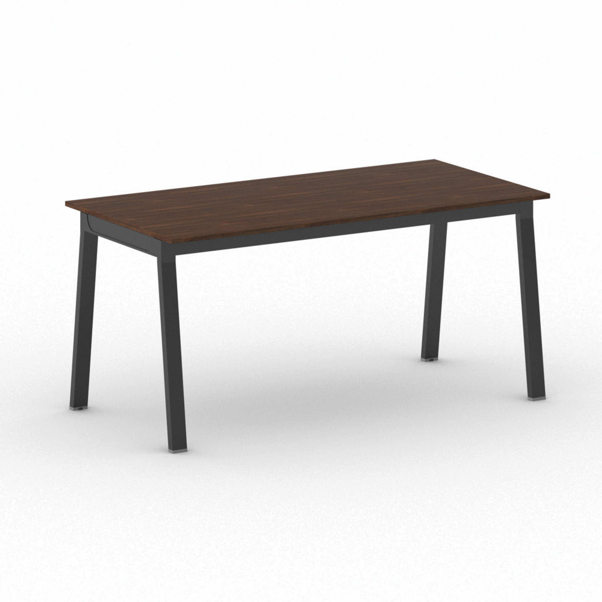 Bürotisch PRIMO BASIC, 160x80 cm, schwarzes Metallgestell, Nussbaum