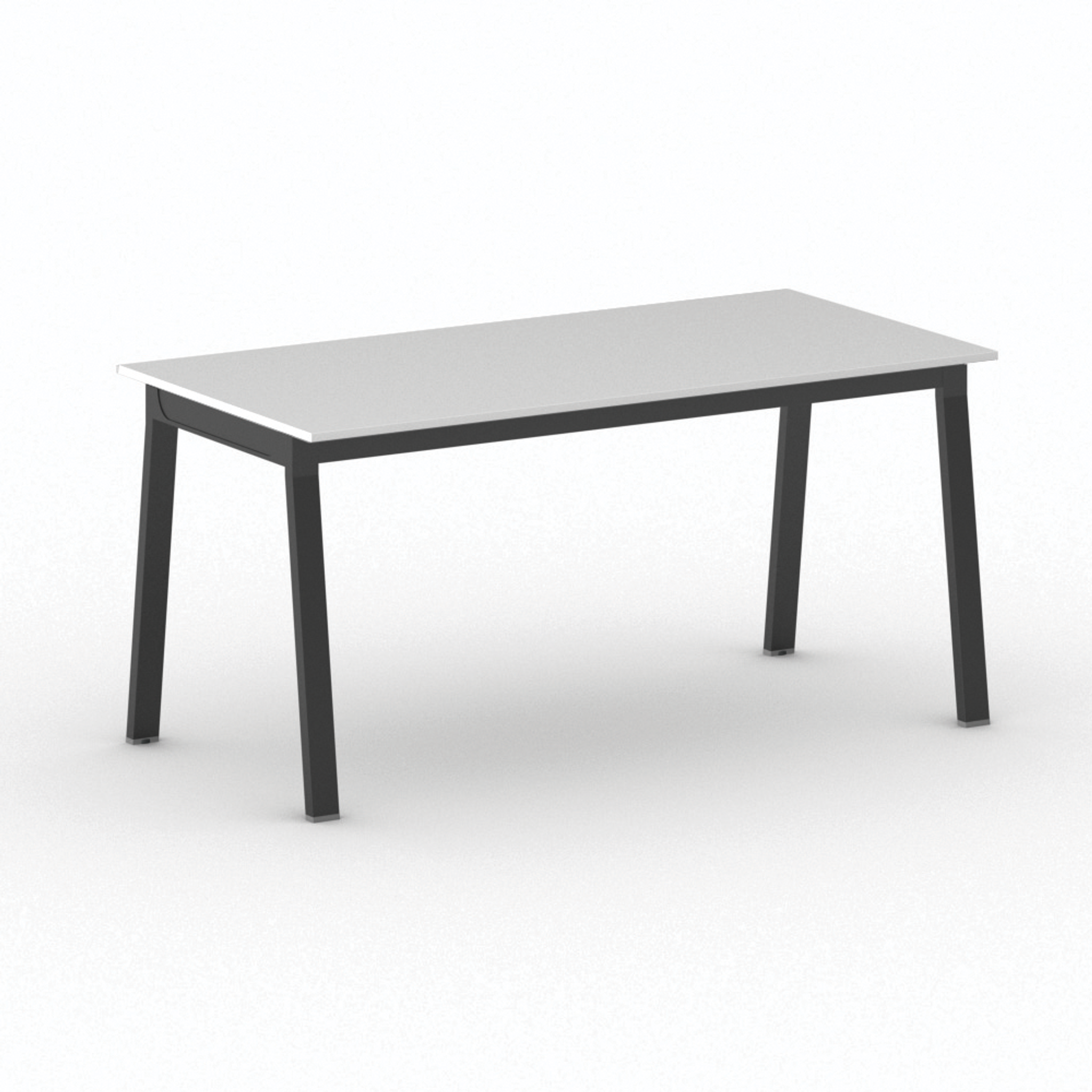 Bürotisch PRIMO BASIC, 160x80 cm, schwarzes Metallgestell, weiß