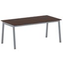 Bürotisch PRIMO BASIC, 180x90 cm, graues Metallgestell, Nussbaum