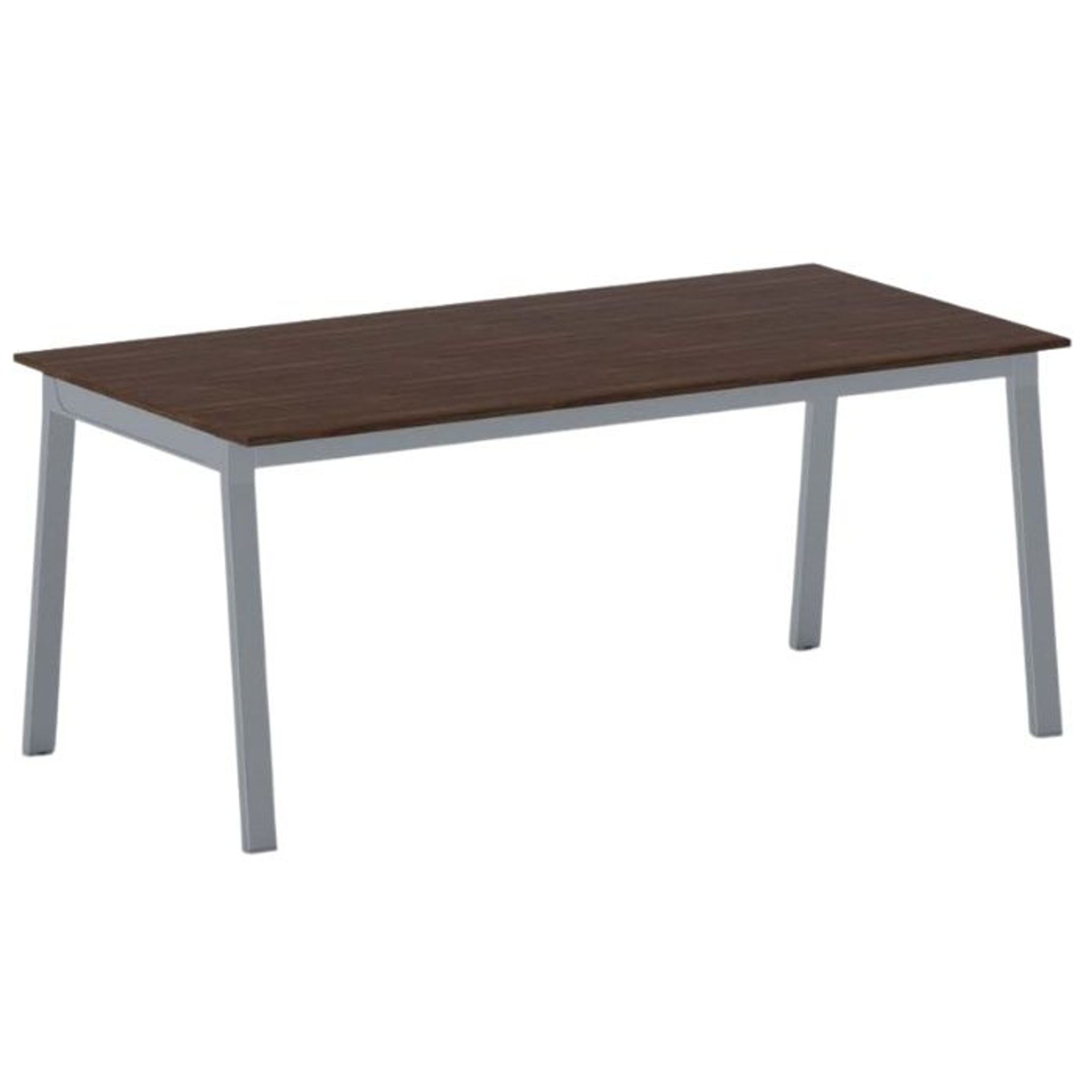 Bürotisch PRIMO BASIC, 180x90 cm, graues Metallgestell, Nussbaum