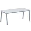 Bürotisch PRIMO BASIC, 180x90 cm, graues Metallgestell, weiß
