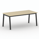 Bürotisch PRIMO BASIC, 180x90 cm, schwarzes Metallgestell, Birke