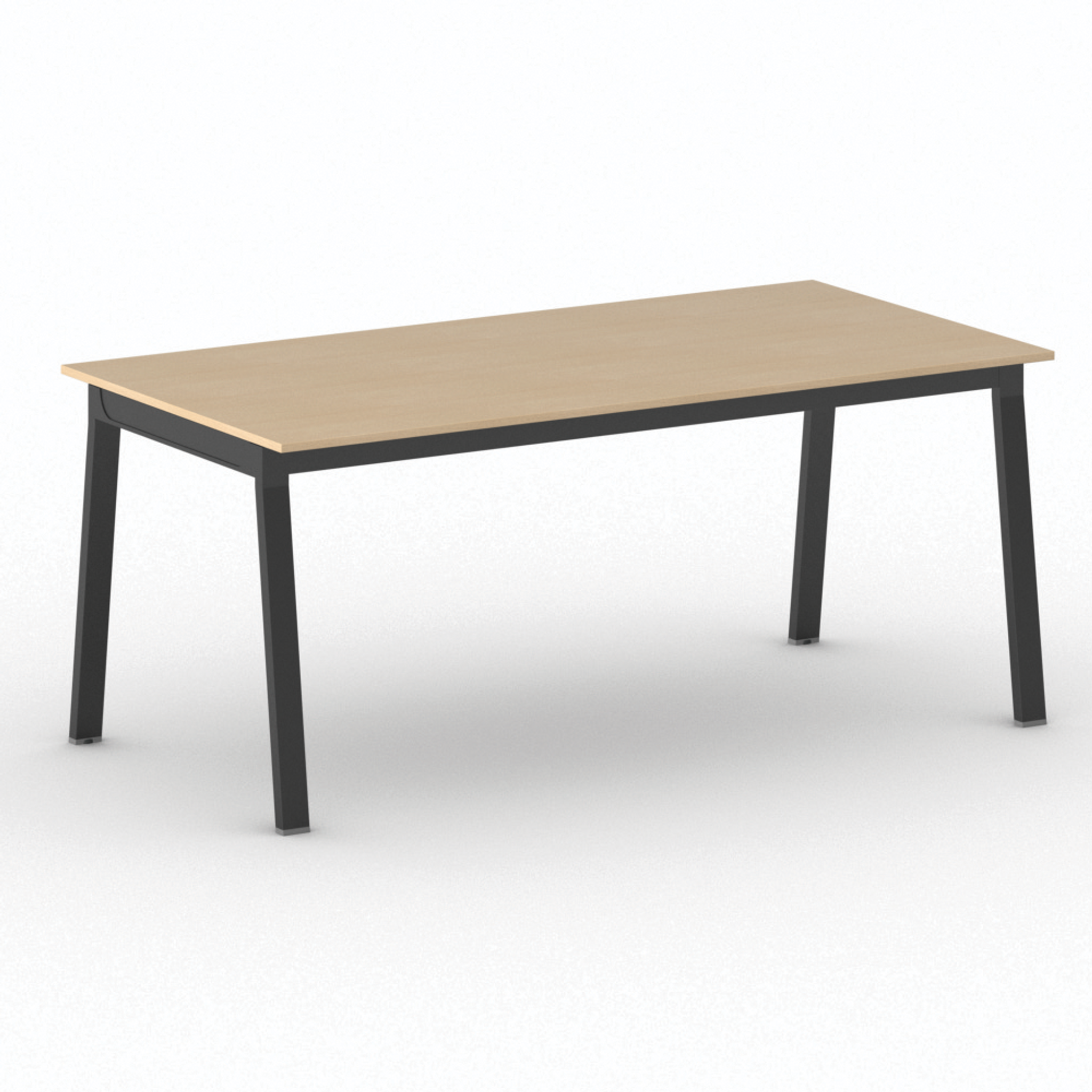 Bürotisch PRIMO BASIC, 180x90 cm, schwarzes Metallgestell, Buche