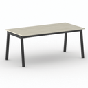 Bürotisch PRIMO BASIC, 180x90 cm, schwarzes Metallgestell, Eiche natur