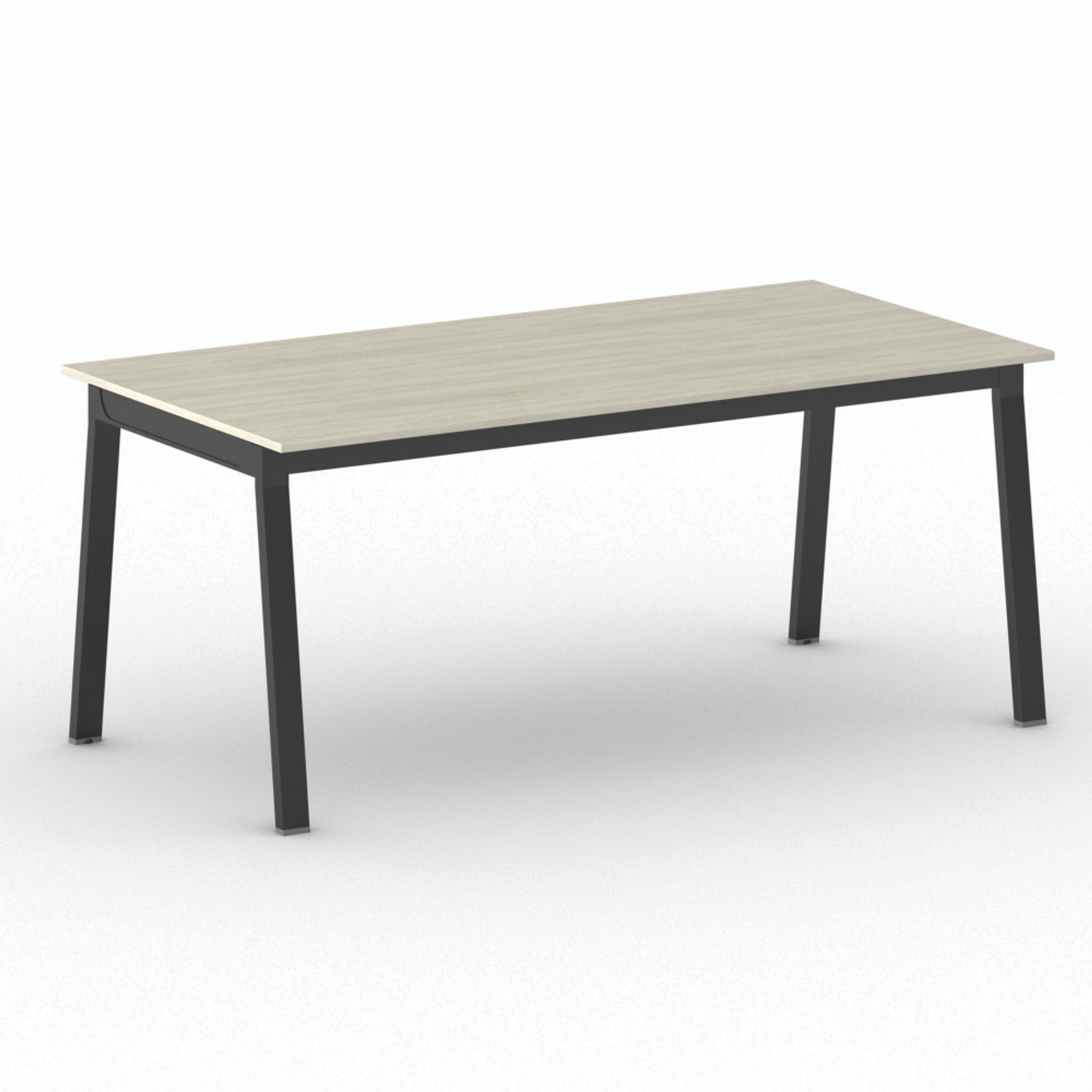 Bürotisch PRIMO BASIC, 180x90 cm, schwarzes Metallgestell, Eiche natur