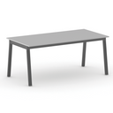 Bürotisch PRIMO BASIC, 180x90 cm, schwarzes Metallgestell, grau