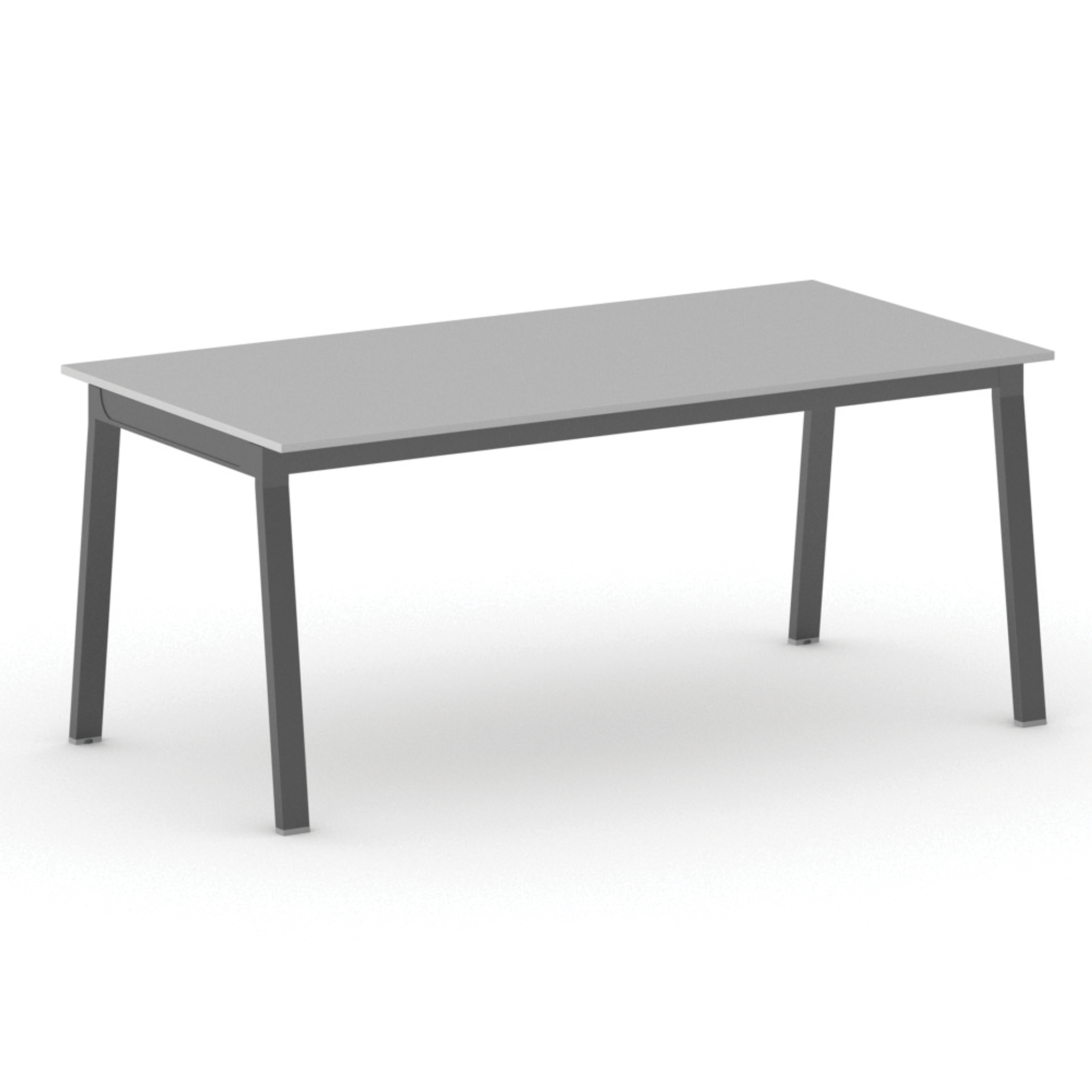 Bürotisch PRIMO BASIC, 180x90 cm, schwarzes Metallgestell, grau