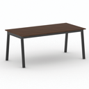 Bürotisch PRIMO BASIC, 180x90 cm, schwarzes Metallgestell, Nussbaum