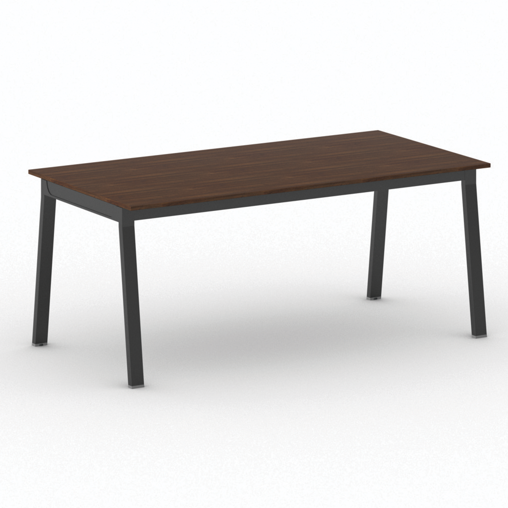 Bürotisch PRIMO BASIC, 180x90 cm, schwarzes Metallgestell, Nussbaum