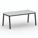 Bürotisch PRIMO BASIC, 180x90 cm, schwarzes Metallgestell, weiß