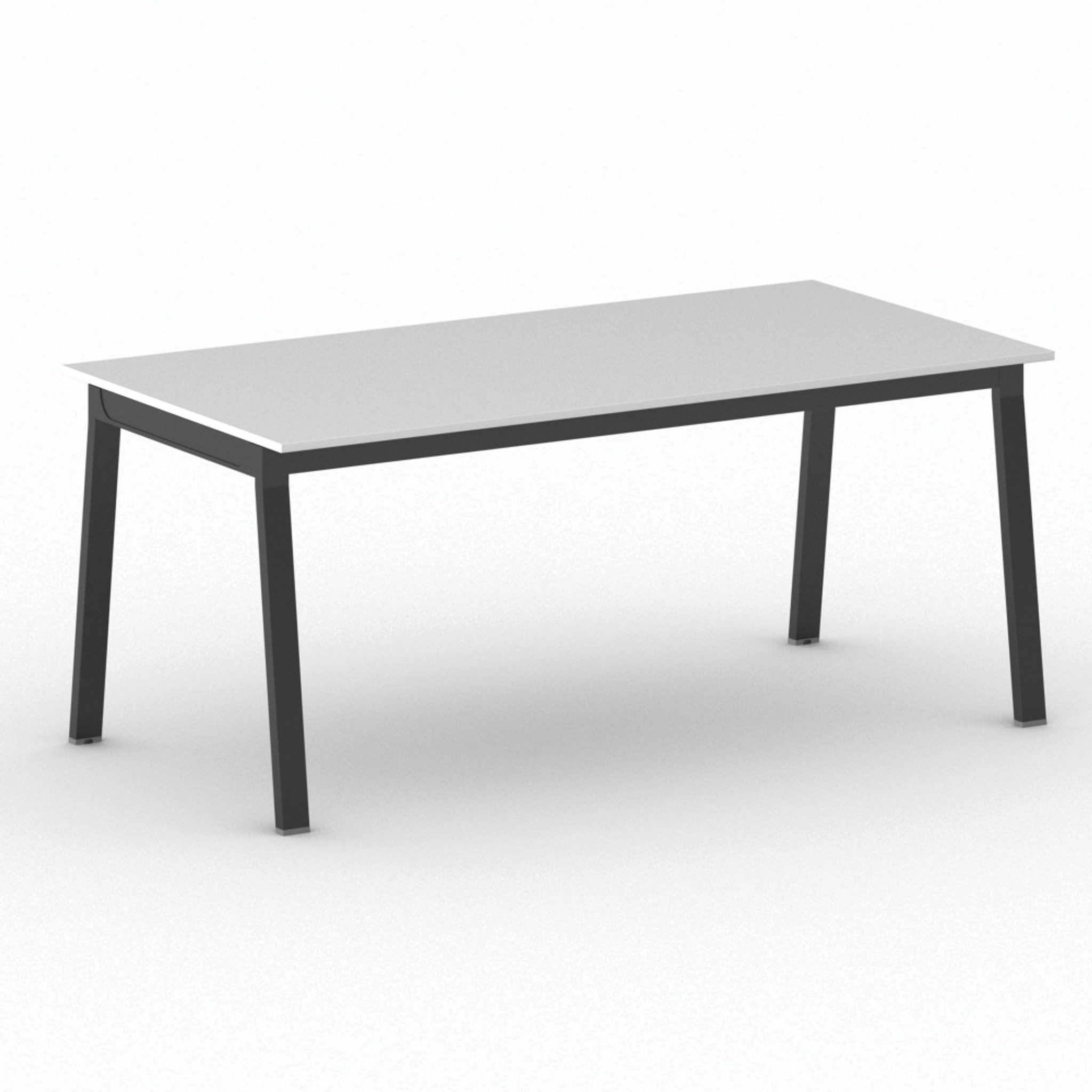 Bürotisch PRIMO BASIC, 180x90 cm, schwarzes Metallgestell, weiß