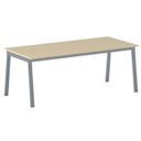 Bürotisch PRIMO BASIC, 200x90 cm, graues Metallgestell, Birke