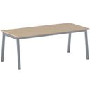 Bürotisch PRIMO BASIC, 200x90 cm, graues Metallgestell, Buche