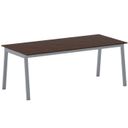 Bürotisch PRIMO BASIC, 200x90 cm, graues Metallgestell, Nussbaum