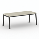 Bürotisch PRIMO BASIC, 200x90 cm, schwarzes Metallgestell, Eiche natur