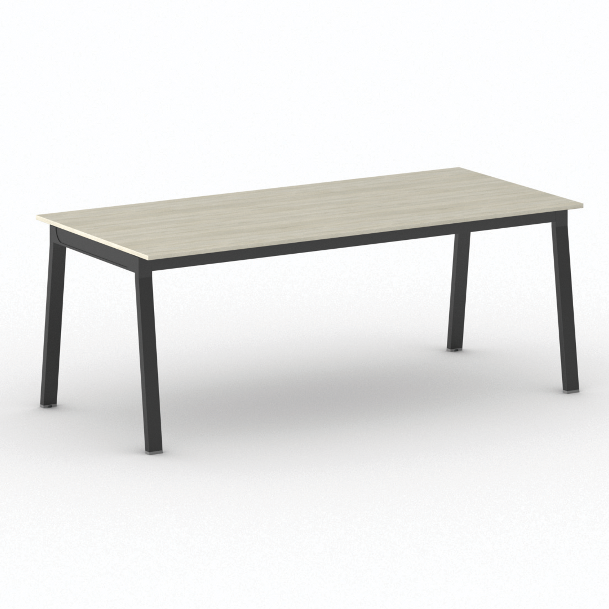 Bürotisch PRIMO BASIC, 200x90 cm, schwarzes Metallgestell, Eiche natur