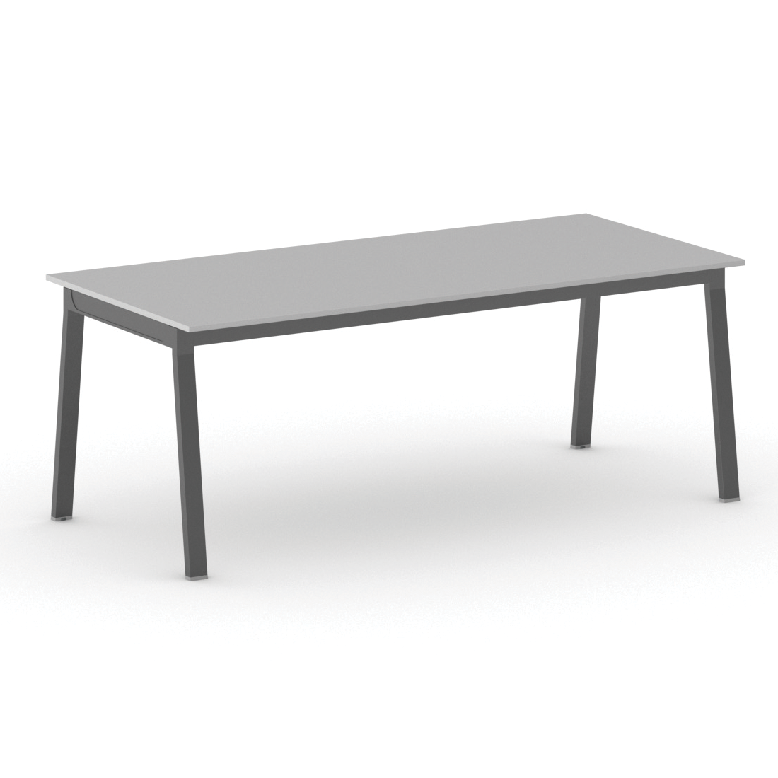 B2B Partner Bürotisch PRIMO BASIC, 200x90 cm, schwarzes Metallgestell, grau