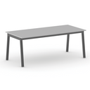 Bürotisch PRIMO BASIC, 200x90 cm, schwarzes Metallgestell, grau