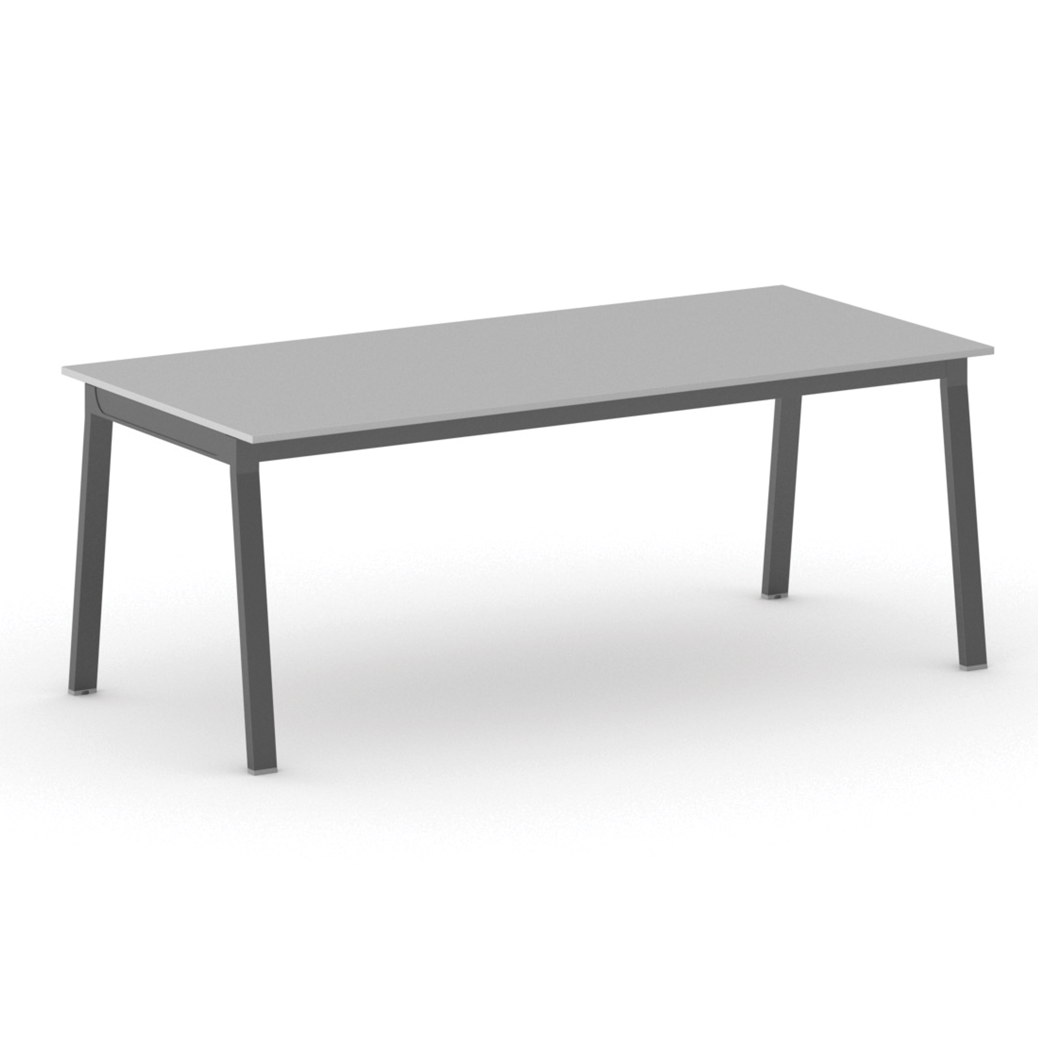 Bürotisch PRIMO BASIC, 200x90 cm, schwarzes Metallgestell, grau