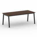Bürotisch PRIMO BASIC, 200x90 cm, schwarzes Metallgestell, Nussbaum