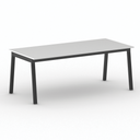 Bürotisch PRIMO BASIC, 200x90 cm, schwarzes Metallgestell, weiß