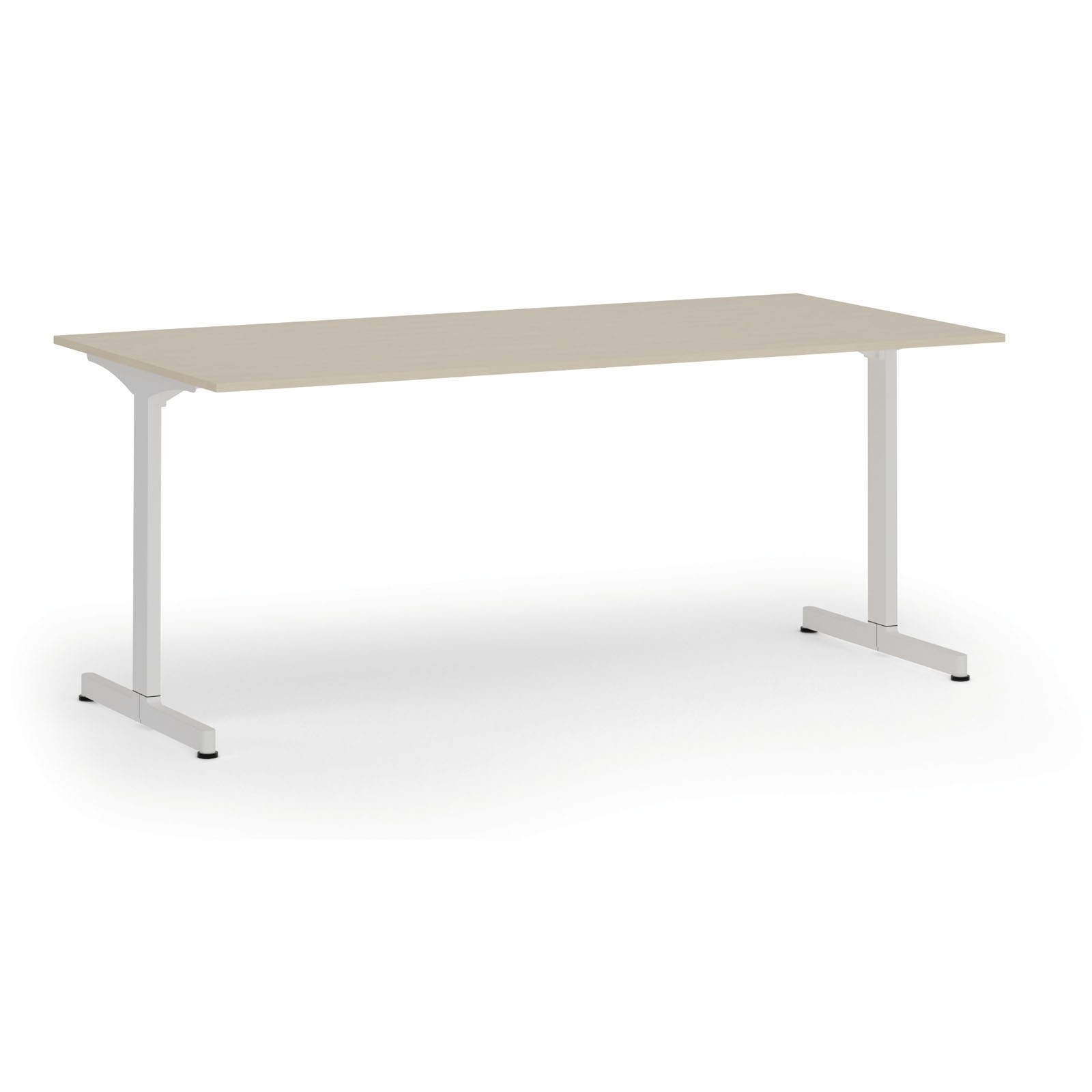 B2B Partner Bürotisch PRIMO BETA, 180x90 cm, weißes Metallgestell, Birke
