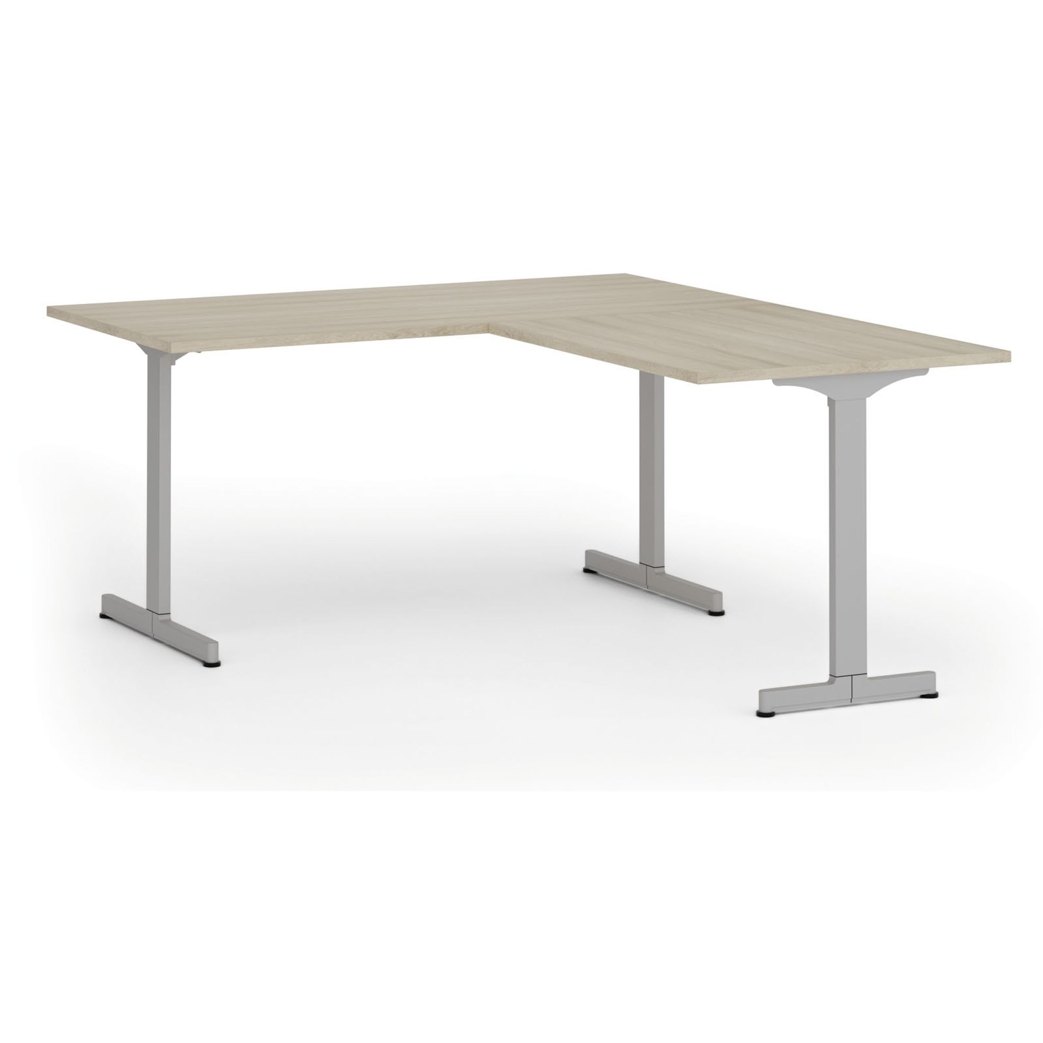 Bürotisch PRIMO BETA L, 1600 x 1800 mm, graues Untergestell, Eiche natur