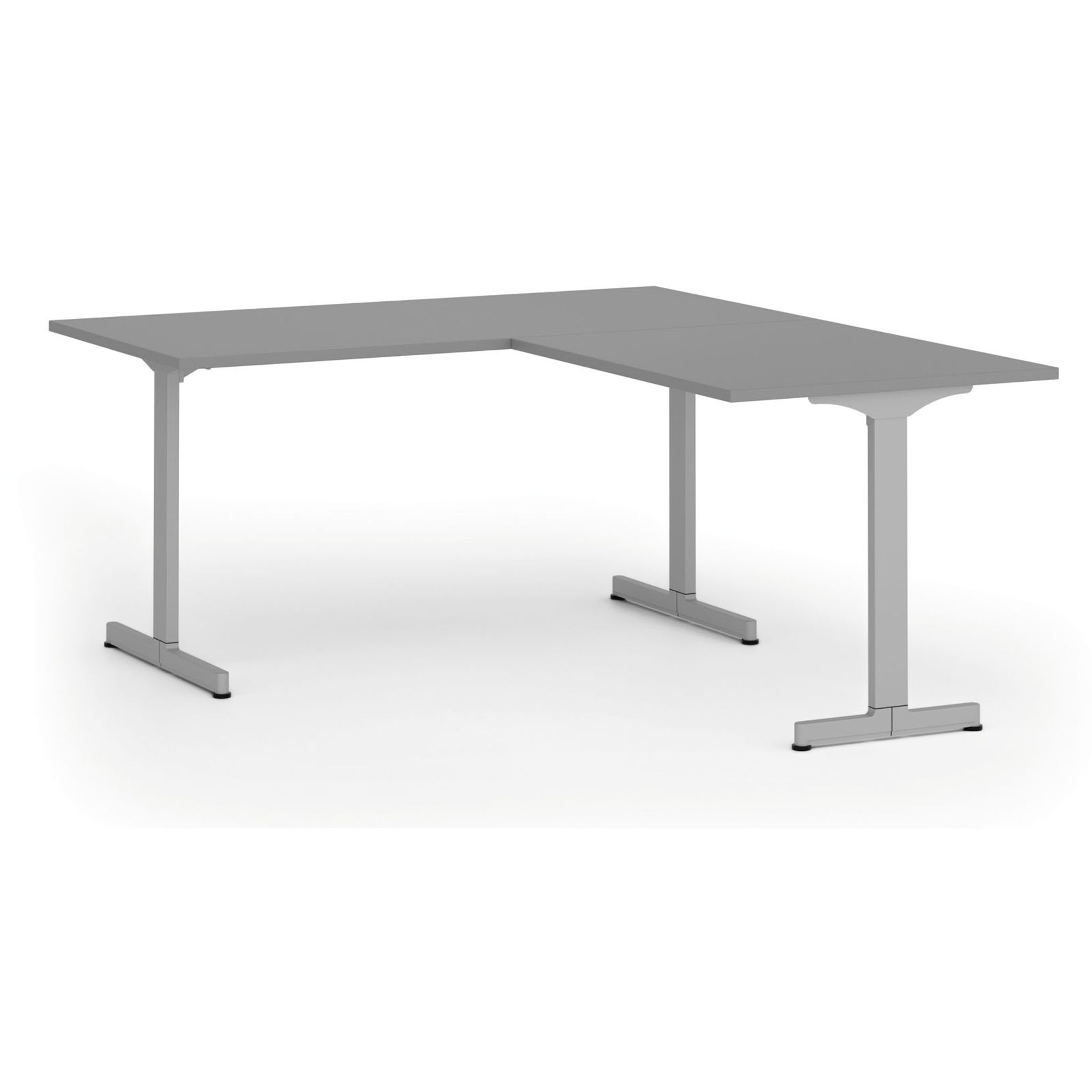 Bürotisch PRIMO BETA L, 1600 x 1800 mm, graues Untergestell, Graphit