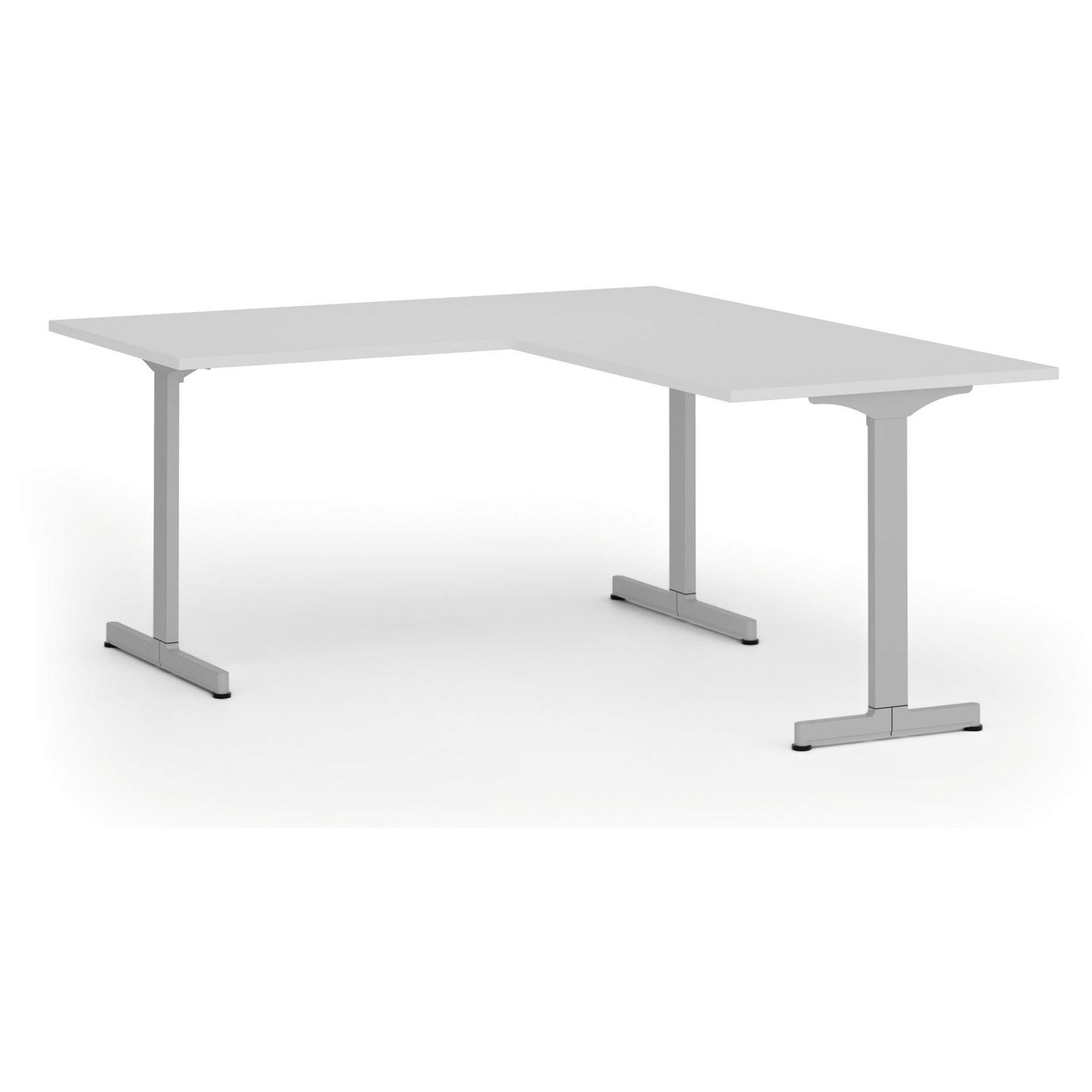 Bürotisch PRIMO BETA L, 1600 x 1800 mm, graues Untergestell, weiß