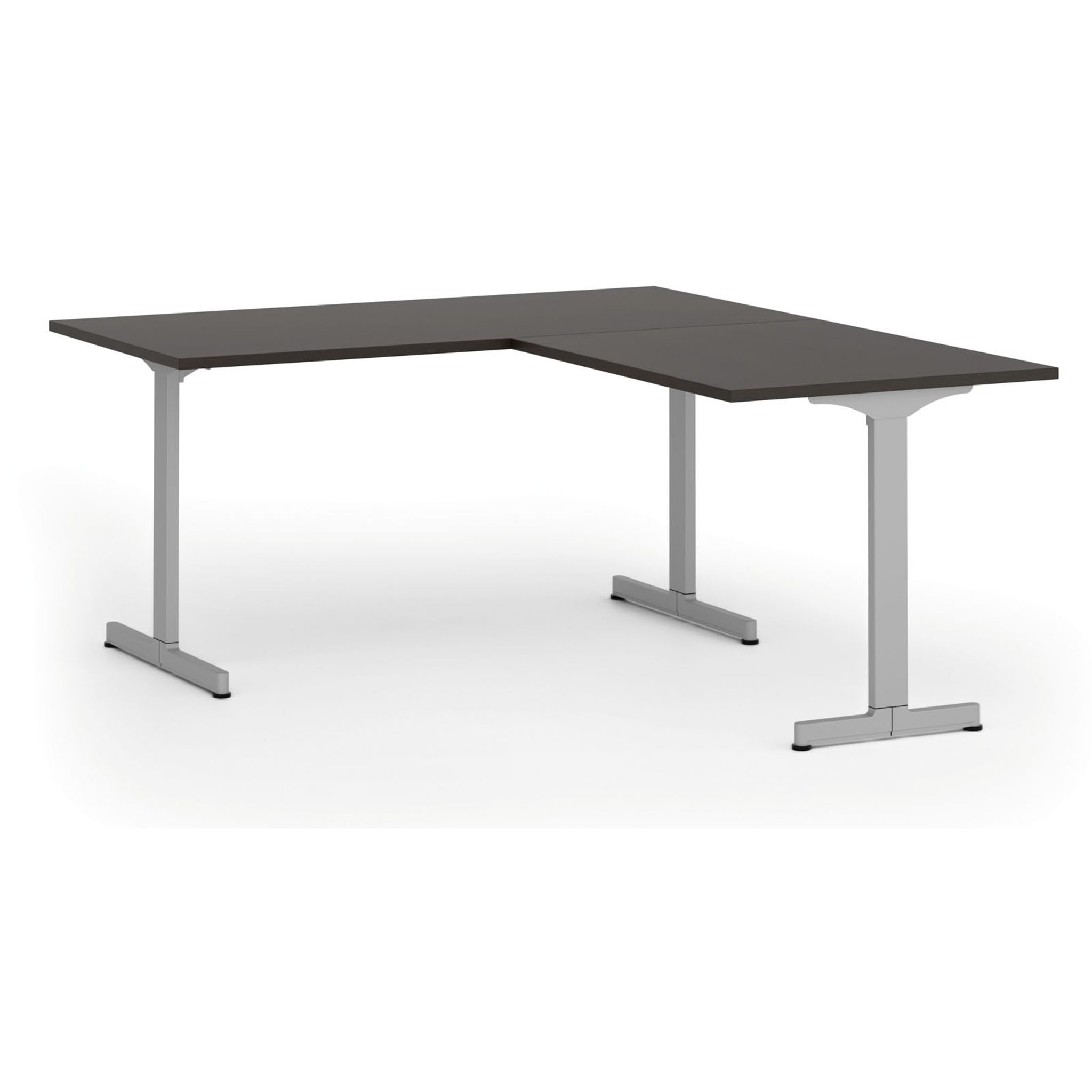 Bürotisch PRIMO BETA L, 1600 x 1800 mm, graues Untergestell, Wenge