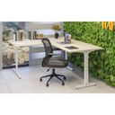 Bürotisch PRIMO BETA L, 1600 x 1800 mm, weißes Untergestell, Birke