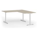 Bürotisch PRIMO BETA L, 1600 x 1800 mm, weißes Untergestell, Eiche natur