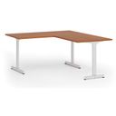 Bürotisch PRIMO BETA L, 1600 x 1800 mm, weißes Untergestell, Kirschbaum