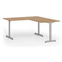 Bürotisch PRIMO BETA L, 160x180 cm, graues Metallgestell, Buche