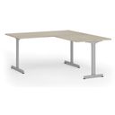 Bürotisch PRIMO BETA L, 160x180 cm, graues Metallgestell, Eiche natur