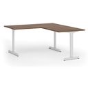 Bürotisch PRIMO BETA L, 160x180 cm, weißes Metallgestell, Nussbaum