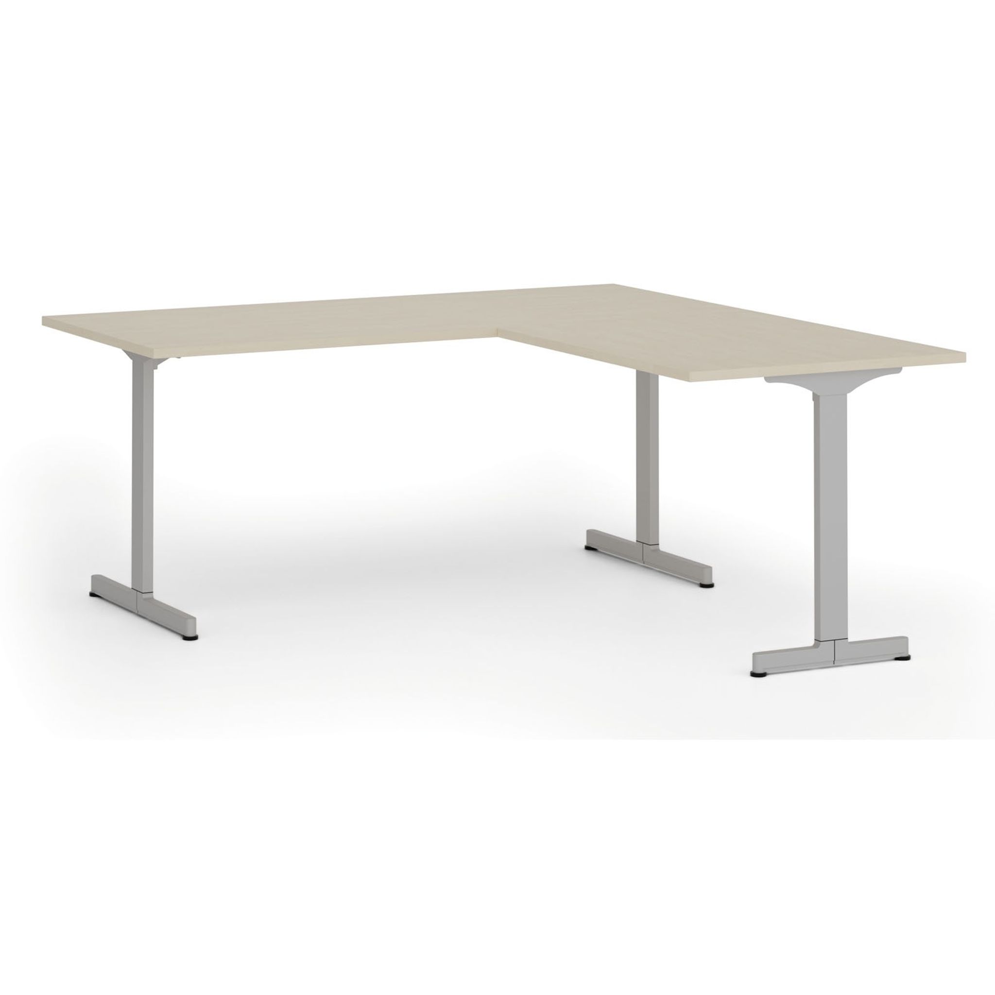 Bürotisch PRIMO BETA L, 1800 x 1800 mm, graues Untergestell, Birke