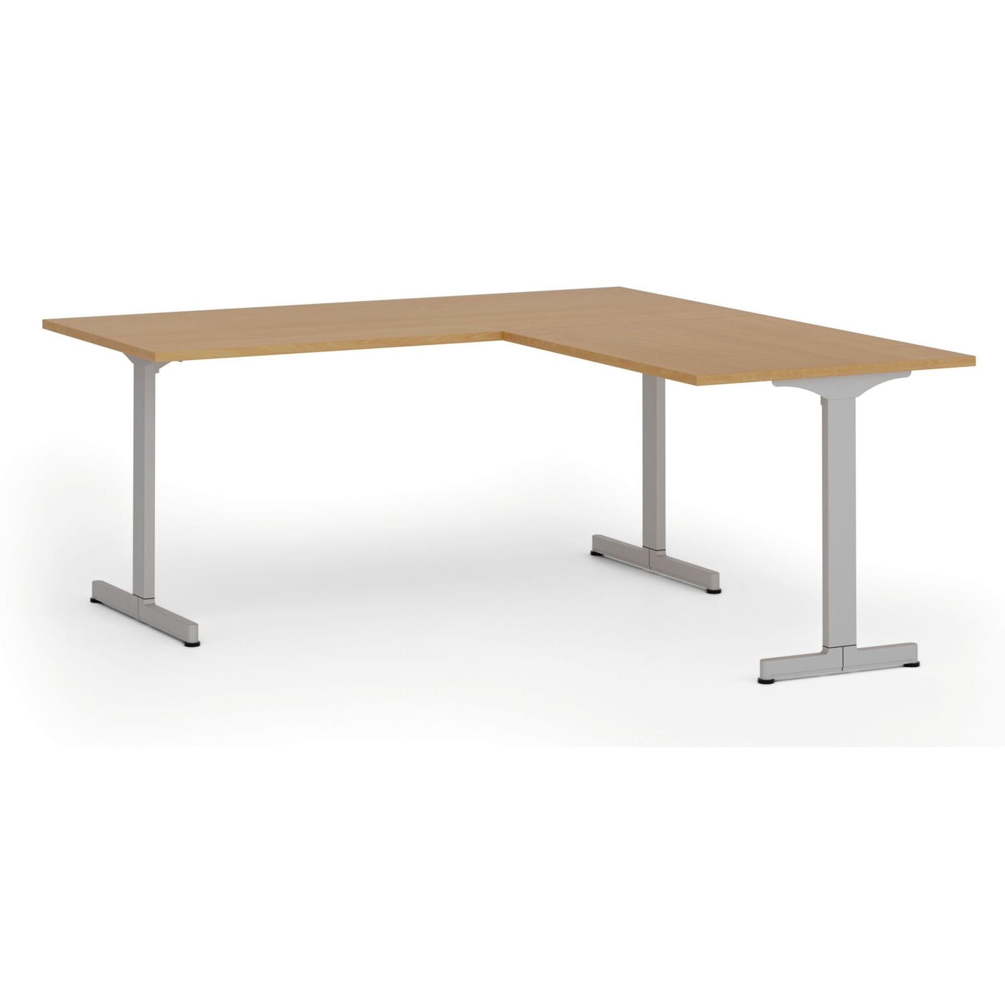 Bürotisch PRIMO BETA L, 1800 x 1800 mm, graues Untergestell, Buche
