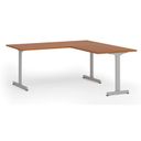 Bürotisch PRIMO BETA L, 1800 x 1800 mm, graues Untergestell, Kirschbaum