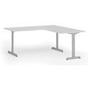 Bürotisch PRIMO BETA L, 180x180 cm, graues Metallgestell, weiß