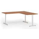 Bürotisch PRIMO BETA L, 180x180 cm, weißes Metallgestell, Kirschbaum