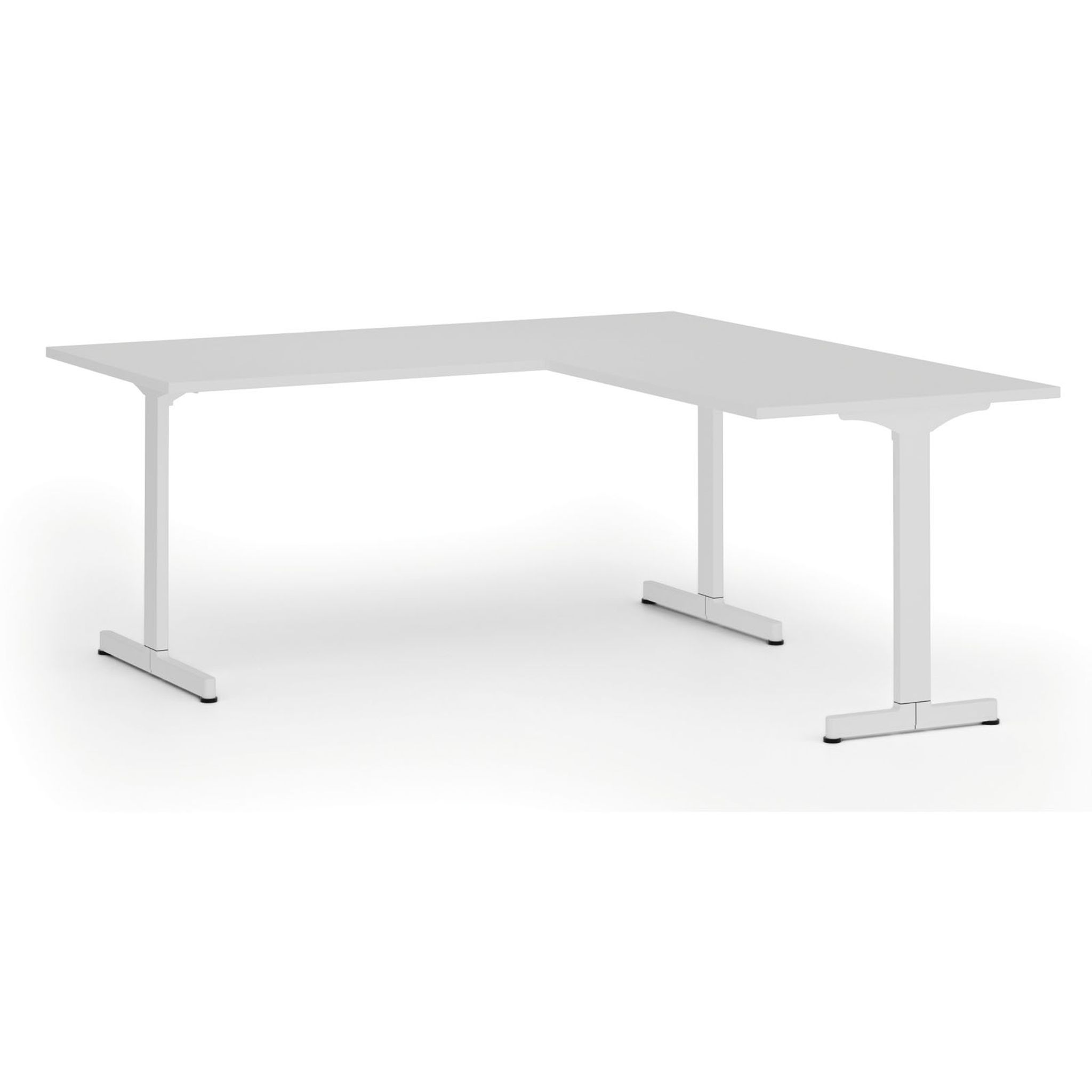 Bürotisch PRIMO BETA L, 180x180 cm, weißes Metallgestell, weiß